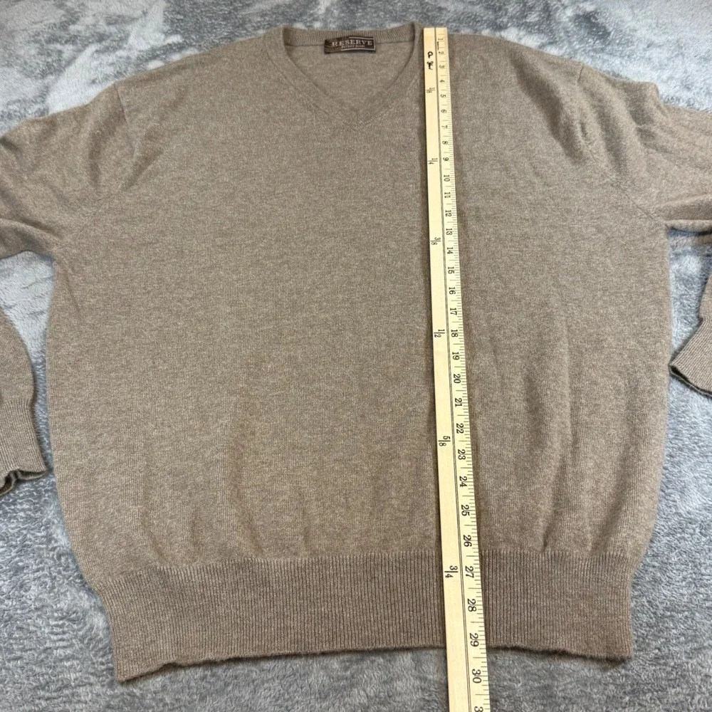 Reserve West Coast Patrick James 100% Cashmere V-Neck Sweater Mens 2XL Tan Brown